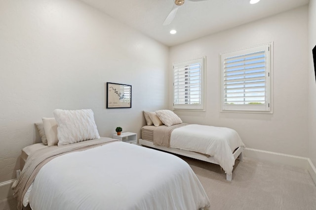 1216 Travis Bluff Way, Spicewood, TX 78669 - bedroom featuring ceiling fan, carpet floors, and recessed lighting