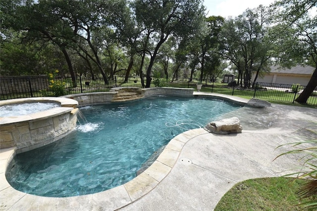 2905 Post River Rd, Cedar Park, TX 78613 - view of pool featuring a fenced backyard, a pool with connected hot tub, and a patio area