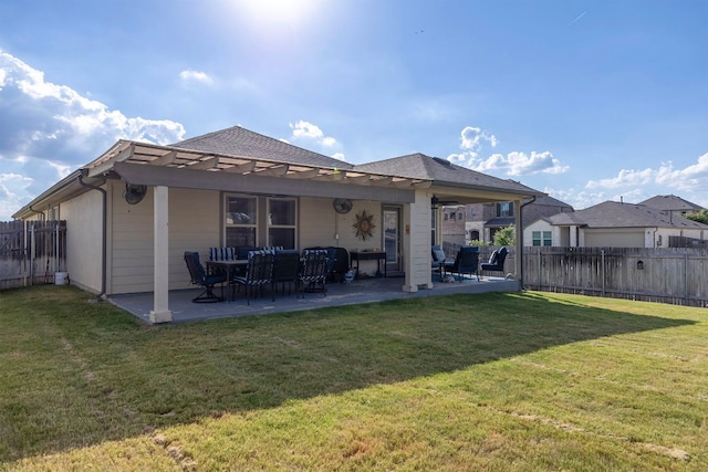6045 Teodoro Bnd, Round Rock, TX 78665 - rear view of property with a fenced backyard, a patio, and a pergola