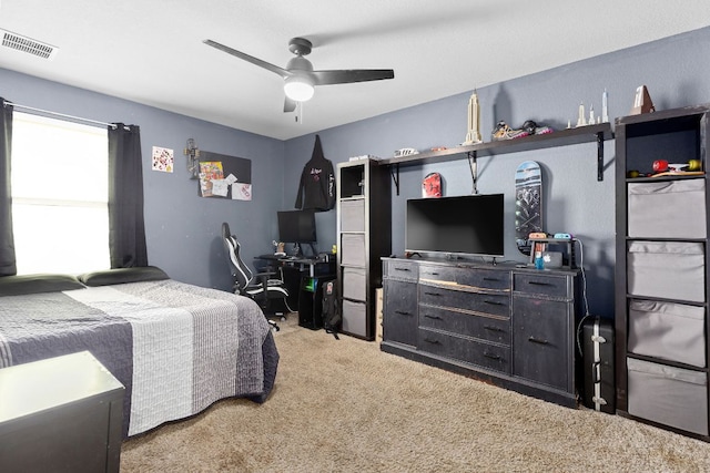 6045 Teodoro Bnd, Round Rock, TX 78665 - bedroom with light colored carpet and a ceiling fan