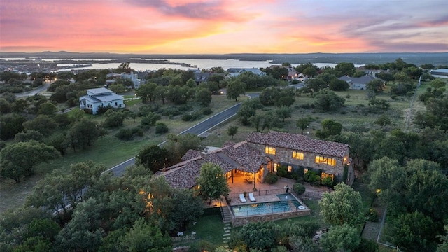 205 Hi Ridge Rd, Horseshoe Bay, TX 78657 - aerial view at dusk of a water view