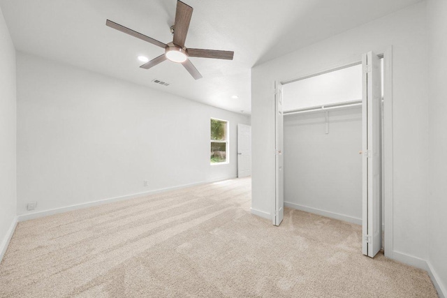 7309 Blessing Ave, Austin, TX 78752 - unfurnished bedroom featuring carpet floors, a closet, ceiling fan, and recessed lighting