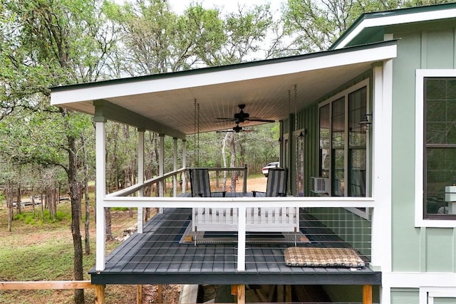 415 Balch Rd, Elgin, TX 78621 - wooden terrace featuring ceiling fan