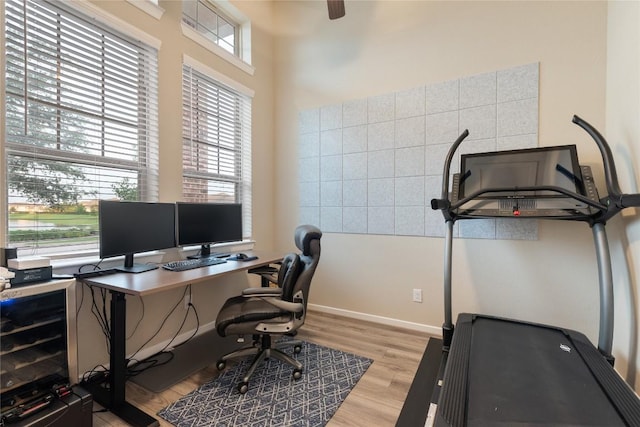 24822 Levante Dr, Richmond, TX 77406 - office space featuring light wood-type flooring and a ceiling fan