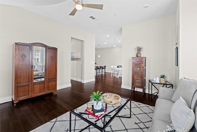 4501 Jackson Ave Unit 5301, Austin, TX 78731 - living area featuring hardwood / wood-style floors, a ceiling fan, and recessed lighting