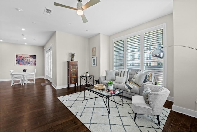4501 Jackson Ave Unit 5301, Austin, TX 78731 - living room featuring hardwood / wood-style flooring, a ceiling fan, and recessed lighting