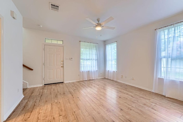 2920 Thrushwood Dr, Austin, TX 78757 - entryway featuring ceiling fan and light wood-style floors