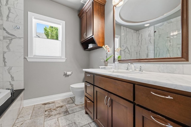 4206 Sinclair Ave, Austin, TX 78756 - full bathroom featuring vanity and stone tile floors