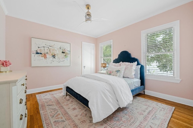 4206 Sinclair Ave, Austin, TX 78756 - bedroom featuring light wood finished floors, crown molding, and ceiling fan
