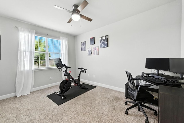 9108 Alex Ln, Austin, TX 78748 - carpeted office featuring baseboards and ceiling fan