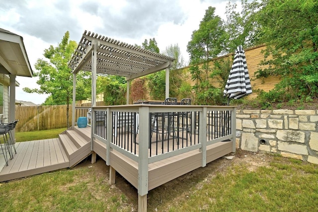 9108 Alex Ln, Austin, TX 78748 - wooden deck with a fenced backyard and a pergola