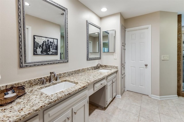 5731 Sam Houston Cir, Austin, TX 78731 - full bath with double vanity and tile patterned flooring