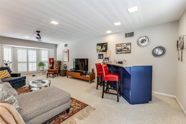 5731 Sam Houston Cir, Austin, TX 78731 - living room featuring light colored carpet and baseboards