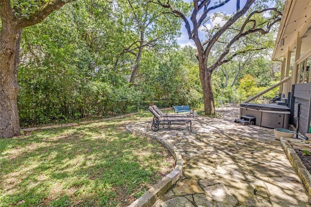 5731 Sam Houston Cir, Austin, TX 78731 - view of yard featuring a hot tub and a patio area
