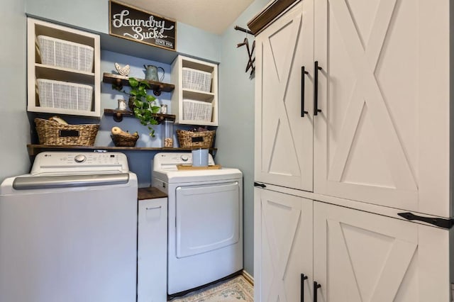 803 Hank Aaron Ln, Round Rock, TX 78665 - washroom featuring washing machine and clothes dryer and cabinet space