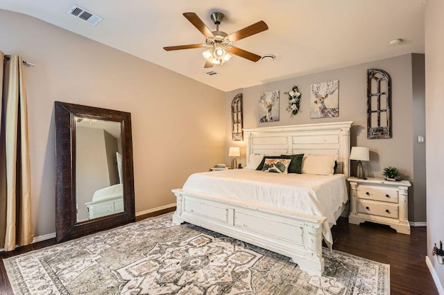 803 Hank Aaron Ln, Round Rock, TX 78665 - bedroom featuring dark wood-type flooring and a ceiling fan