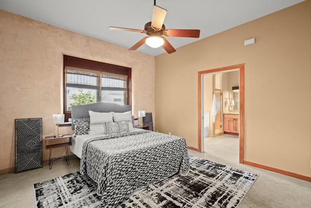 913 Taulbee Ln, Austin, TX 78757 - bedroom with carpet flooring, ensuite bathroom, a ceiling fan, and heating unit