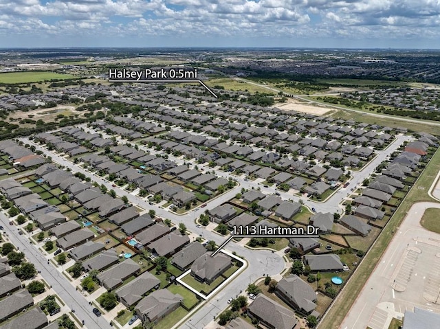 1113 Hartman Dr, Leander, TX 78641 - aerial view of property's location with nearby suburban area