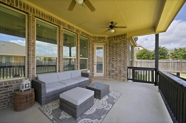 1113 Hartman Dr, Leander, TX 78641 - view of patio / terrace featuring a ceiling fan and outdoor lounge area