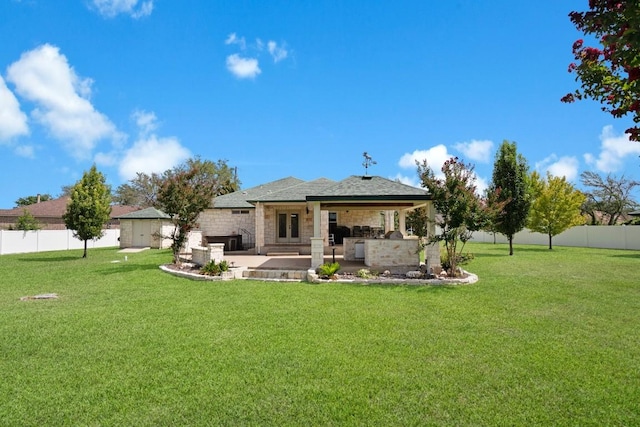 213 S Buffalo Pass, Georgetown, TX 78633 - rear view of house featuring a patio and stone siding