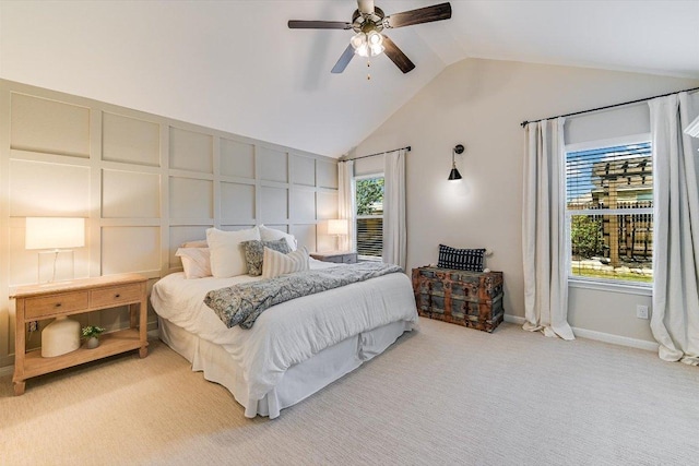 609 Joppa Rd, Leander, TX 78641 - bedroom featuring vaulted ceiling, light colored carpet, and ceiling fan
