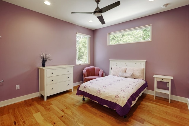 2005 Palo Duro Rd, Austin, TX 78757 - bedroom featuring light wood-type flooring, recessed lighting, and ceiling fan