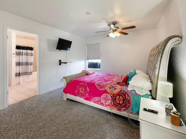 303 Rowdy Dr, Killeen, TX 76542 - bedroom with carpet flooring, tile patterned floors, and ceiling fan