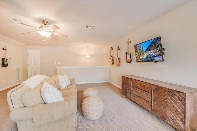 10320 Hansa Cv, Austin, TX 78739 - living area featuring light colored carpet and a ceiling fan