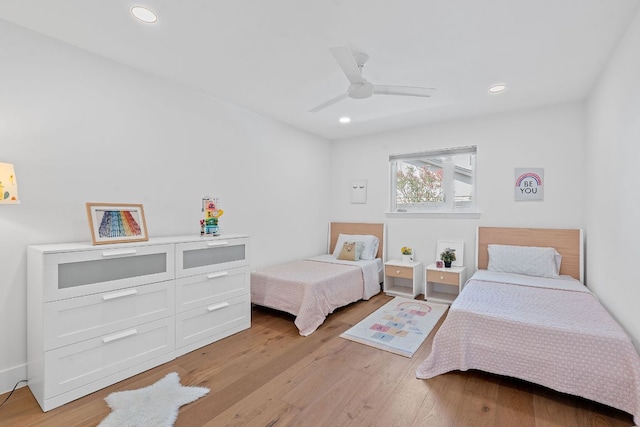 4405 Greystone Dr, Austin, TX 78731 - bedroom featuring light wood finished floors, recessed lighting, and ceiling fan