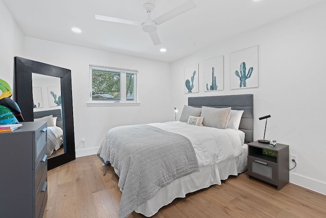 4405 Greystone Dr, Austin, TX 78731 - bedroom featuring light wood-type flooring, a ceiling fan, and recessed lighting