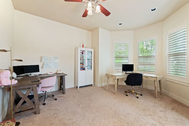 2800 Waymaker Way Unit 63, Austin, TX 78746 - office area with a ceiling fan, carpet flooring, and recessed lighting