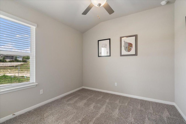 111 El Capitan Loop, Dripping Springs, TX 78620 - spare room featuring carpet floors, ceiling fan, a smoke detector, and lofted ceiling