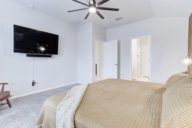 114 Creek Hollow Dr, Hutto, TX 78634 - carpeted bedroom featuring ceiling fan and lofted ceiling