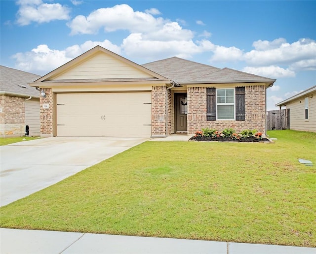 114 Creek Hollow Dr, Hutto, TX 78634 - ranch-style house featuring an attached garage, driveway, and brick siding