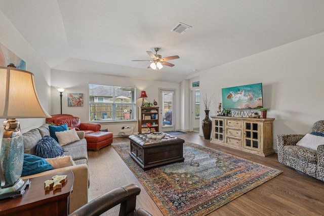 111 Krause Springs Dr, Hutto, TX 78634 - living area with wood finished floors and ceiling fan