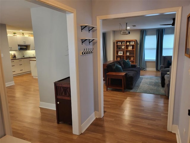 236 Makaha Dr, Bastrop, TX 78602 - hallway featuring wood finished floors and baseboards
