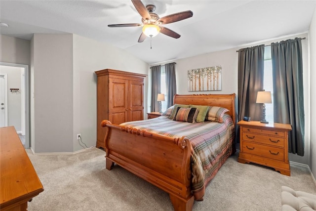 1111 Whitley Dr, Leander, TX 78641 - bedroom with light carpet, a ceiling fan, and lofted ceiling
