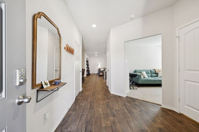 1004 Norway, Seguin, TX 78155 - hall featuring dark wood-style floors and recessed lighting