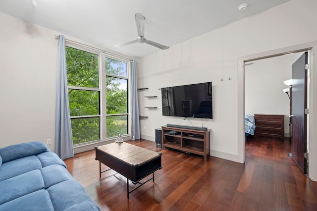 1320 Robert Browning St Unit 208, Austin, TX 78723 - living room with ceiling fan and wood-type flooring