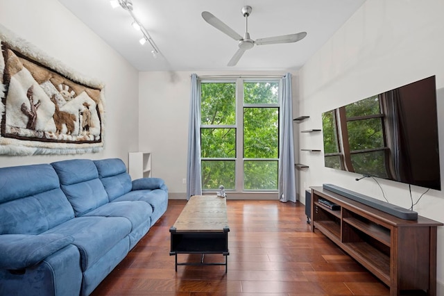 1320 Robert Browning St Unit 208, Austin, TX 78723 - living room with ceiling fan and wood finished floors