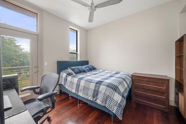 1320 Robert Browning St Unit 208, Austin, TX 78723 - bedroom with hardwood / wood-style floors, a desk, and a ceiling fan