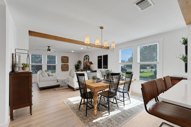 215 Paulus St, Schulenburg, TX 78956 - dining space with healthy amount of natural light, light wood-type flooring, ceiling fan, and recessed lighting