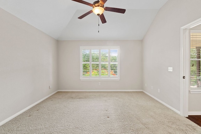 1403 Adam Ave, Burnet, TX 78611 - carpeted empty room featuring lofted ceiling, healthy amount of natural light, and ceiling fan