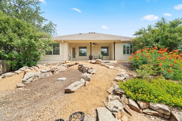 1403 Adam Ave, Burnet, TX 78611 - rear view of house with a ceiling fan and a patio