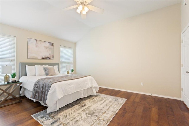 1811 Indian Summer Pass, Round Rock, TX 78665 - bedroom featuring wood finished floors, lofted ceiling, and ceiling fan
