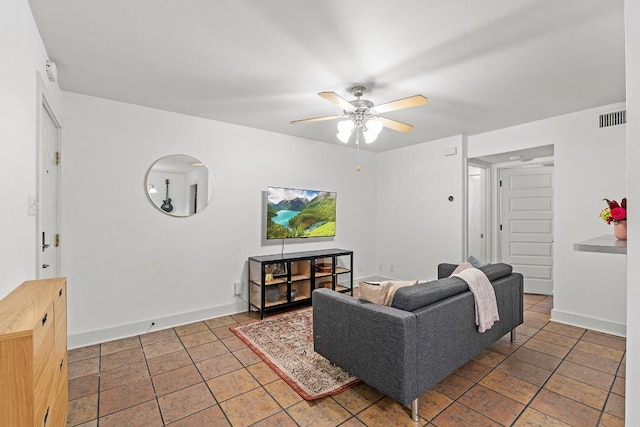 3815 Guadalupe St Unit 112, Austin, TX 78751 - living area featuring ceiling fan and tile patterned floors
