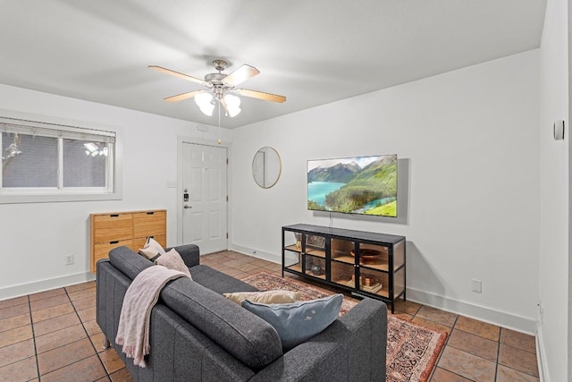 3815 Guadalupe St Unit 112, Austin, TX 78751 - living room featuring a ceiling fan and tile patterned floors