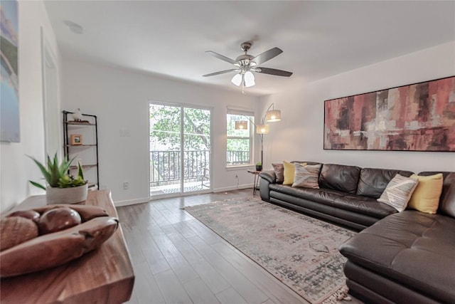 3604 Clawson Rd Unit 204, Austin, TX 78704 - living room with ceiling fan and wood finished floors