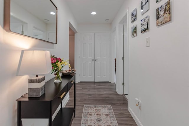 3604 Clawson Rd Unit 204, Austin, TX 78704 - hallway with dark wood finished floors and recessed lighting