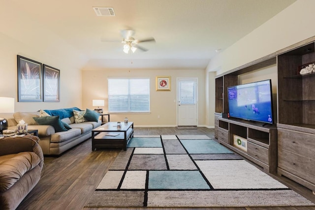 115 San Bernard Trl, Hutto, TX 78634 - living area with ceiling fan and wood finished floors
